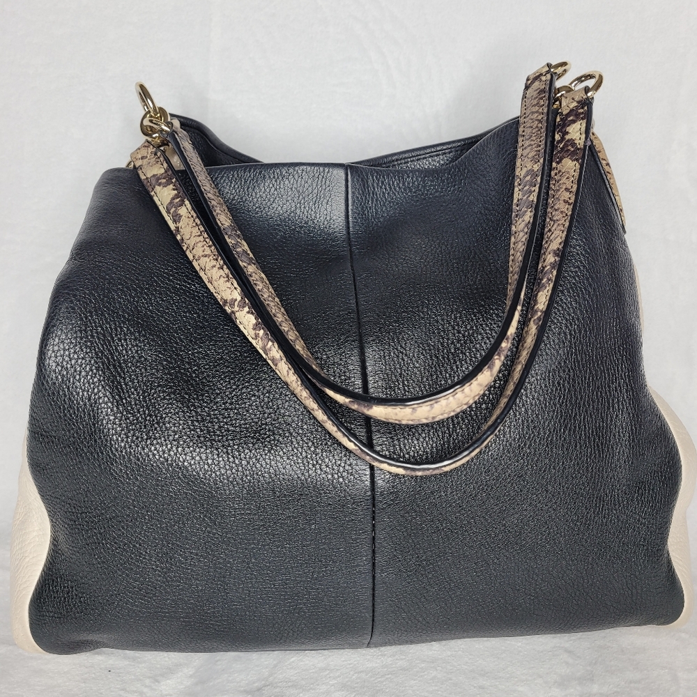 Black and White Coach Eddie Pebble Purse